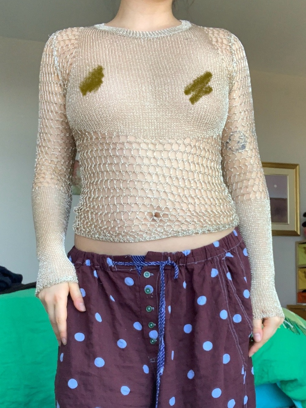Zara gold mesh long sleeved top